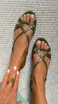 Sandalias Bronce Estampado de Pitón