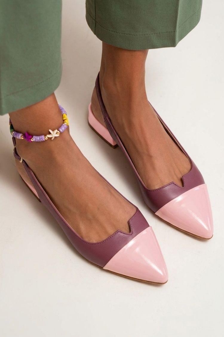 Bailarinas Bicolor Slingback con Hebilla