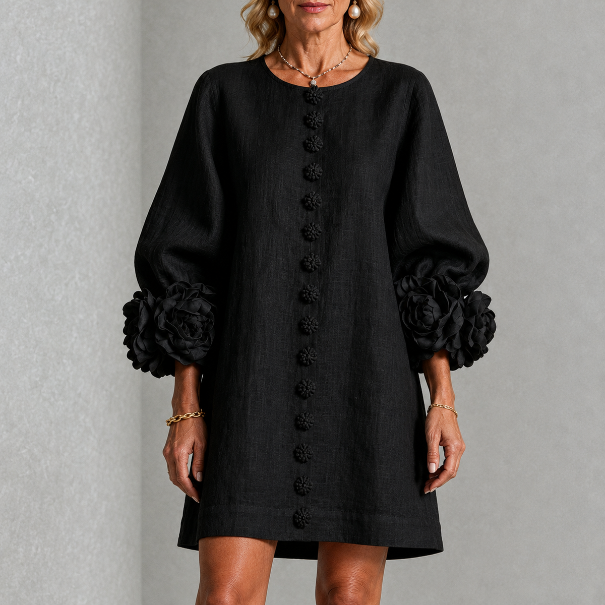 Minivestido Floral con Botones