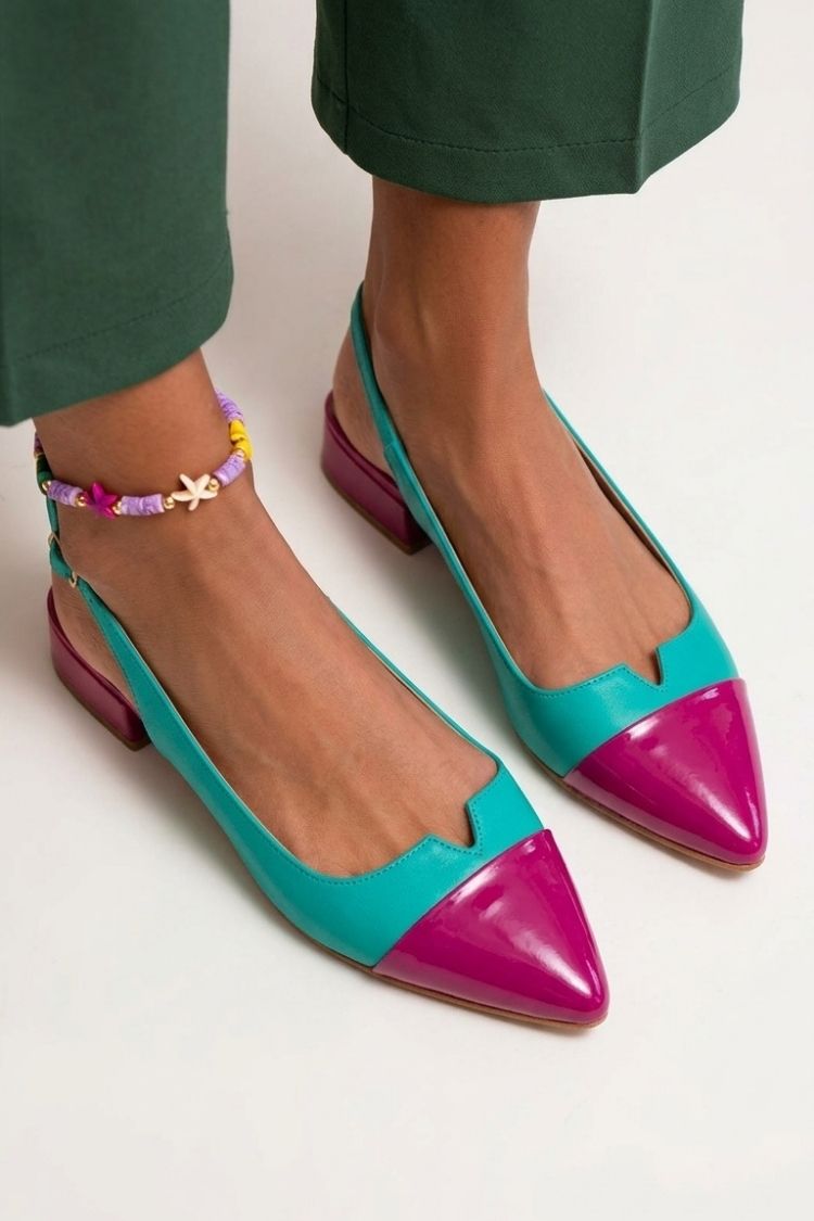 Bailarinas Bicolor Slingback con Hebilla