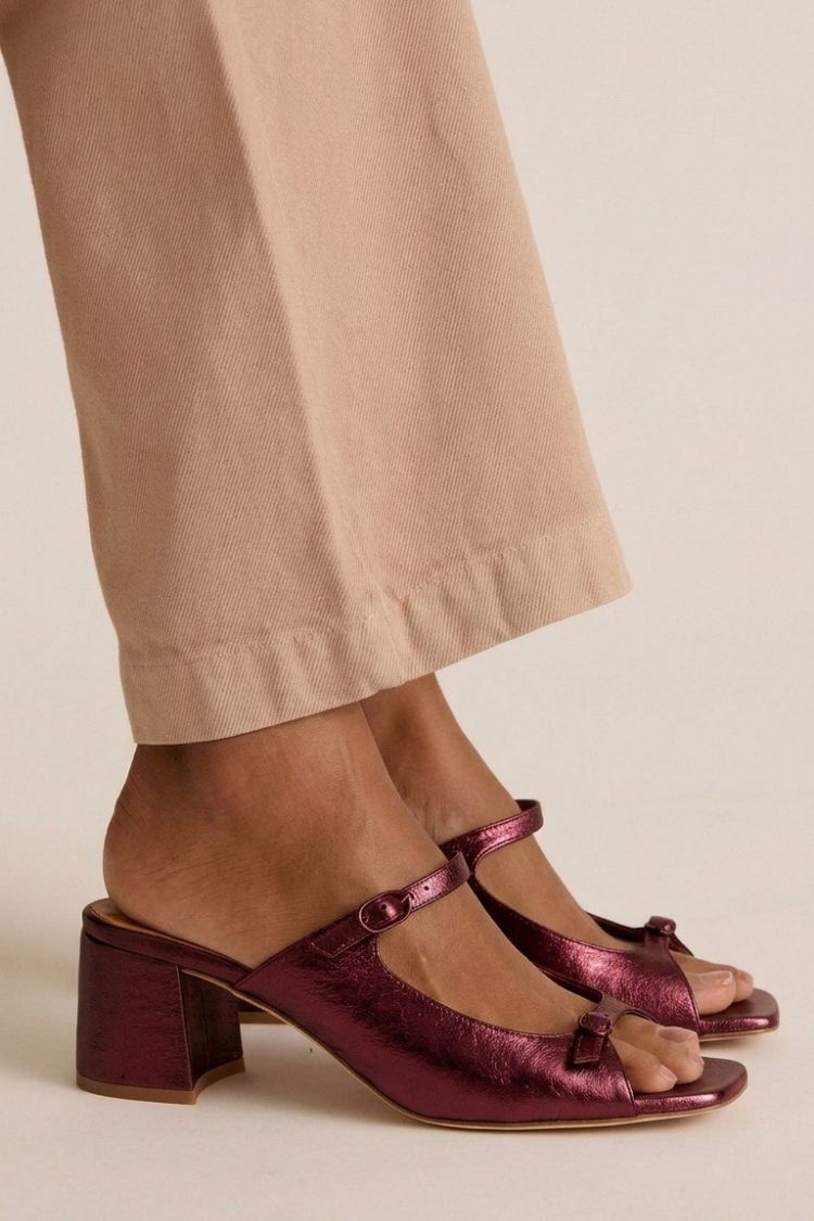 Tacones Anchos Dorados Bicolor Slingback