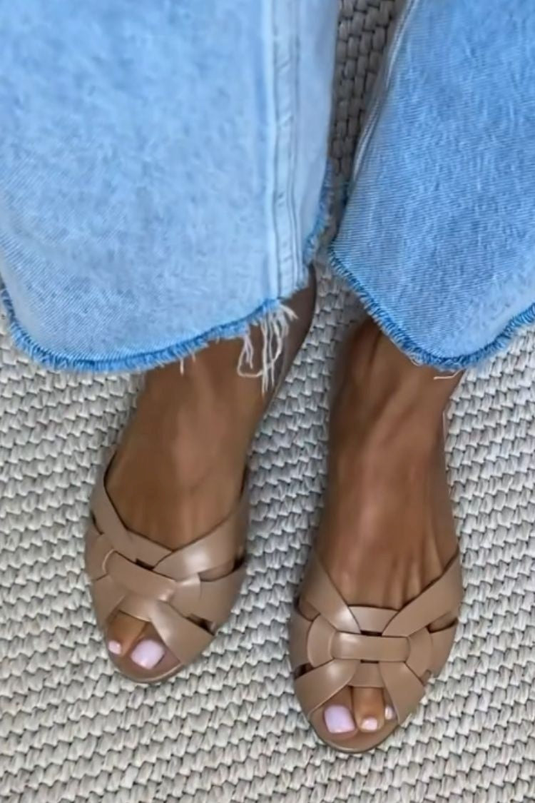 Zapatos Planos Piel Sintética Trenzada