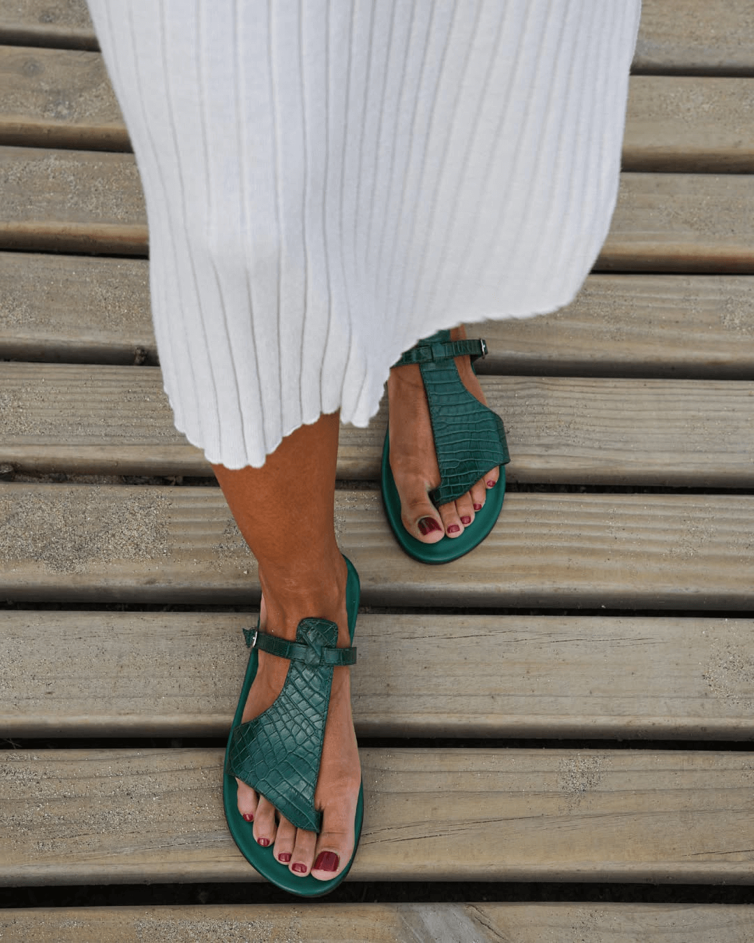 Chanclas Piel Efecto Cocodrilo