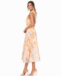 Vestido Escote Halter Estampado Acuarela