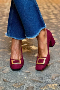 Tacones Anchos Azul Marino Metálico