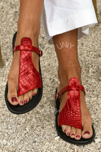 Chanclas Piel Efecto Cocodrilo