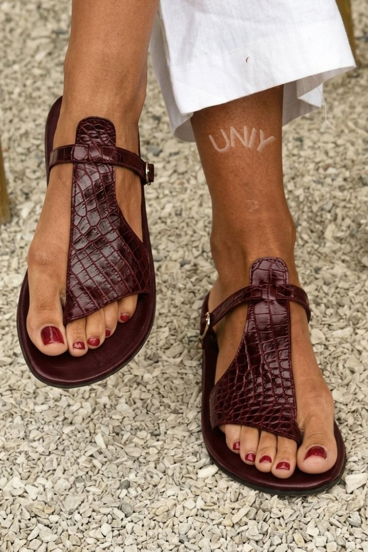 Chanclas Piel Efecto Cocodrilo