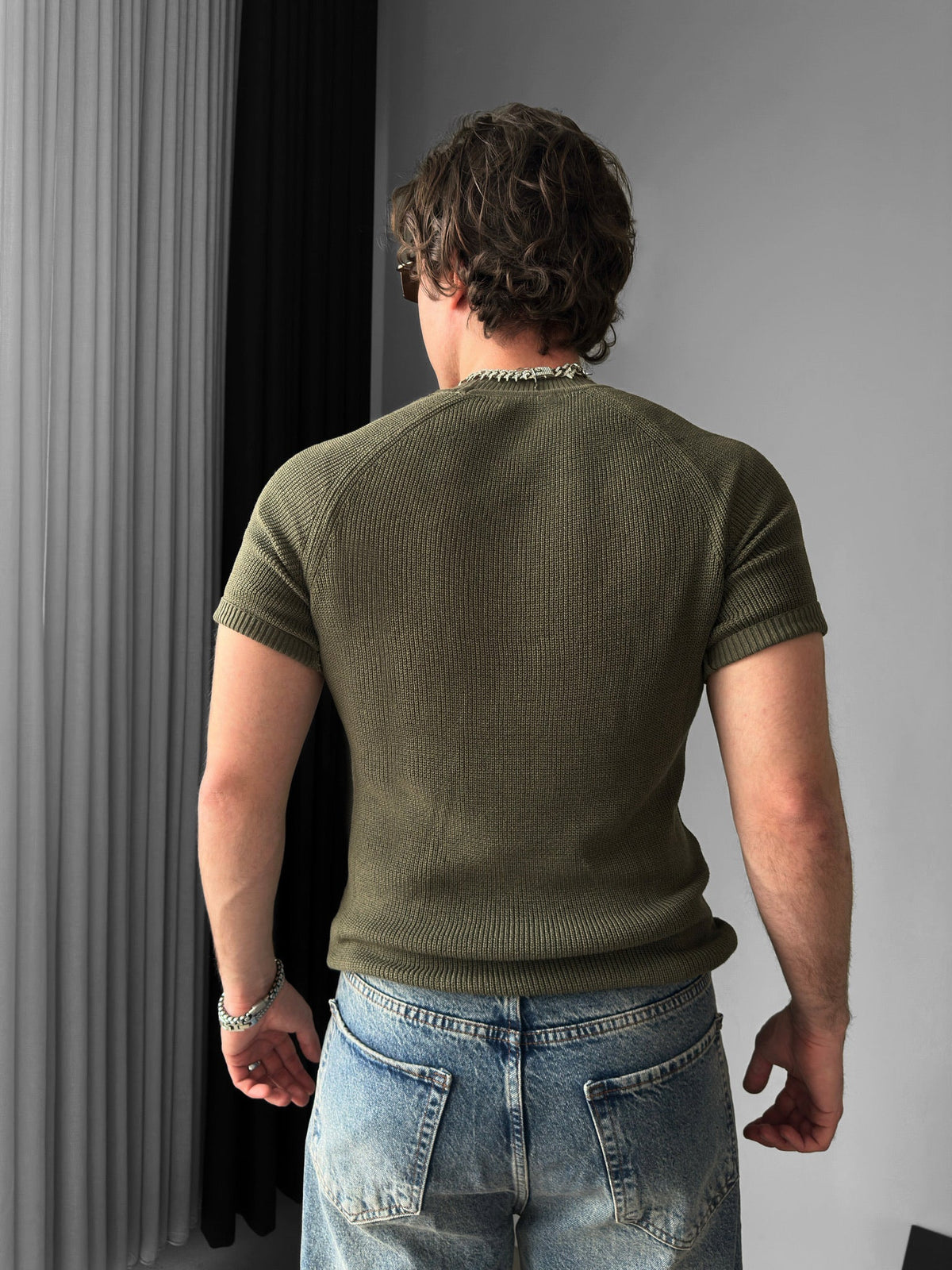 Camiseta Punto Ajustada Caqui