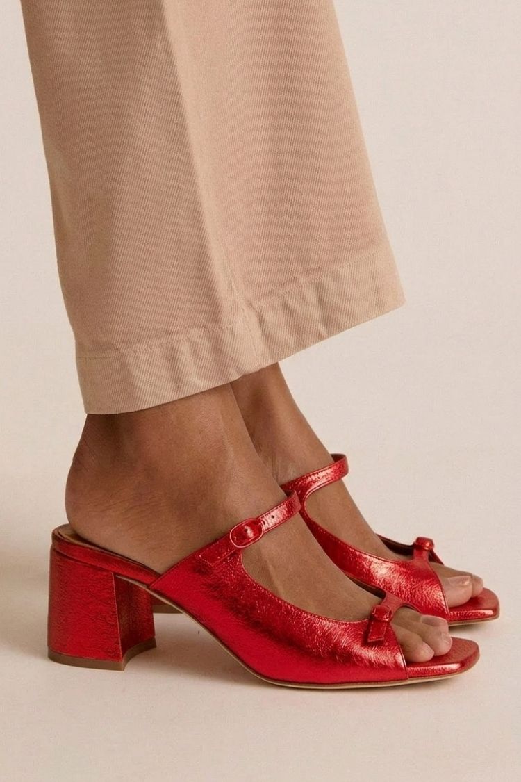Tacones Anchos Dorados Bicolor Slingback