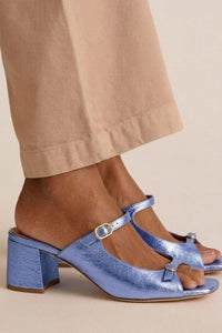 Tacones Anchos Dorados Bicolor Slingback