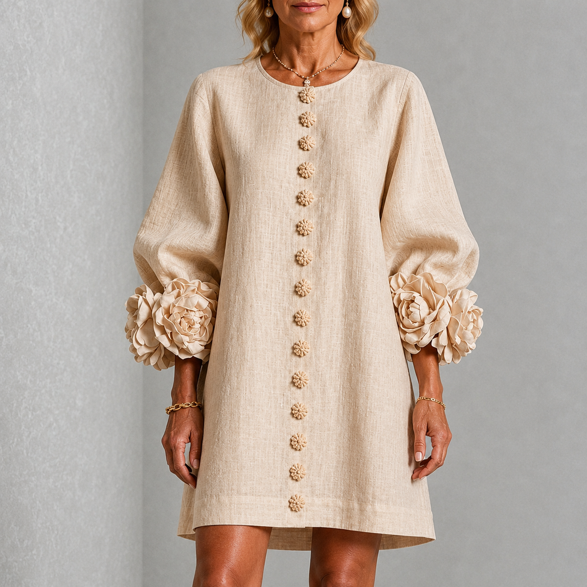 Minivestido Floral con Botones