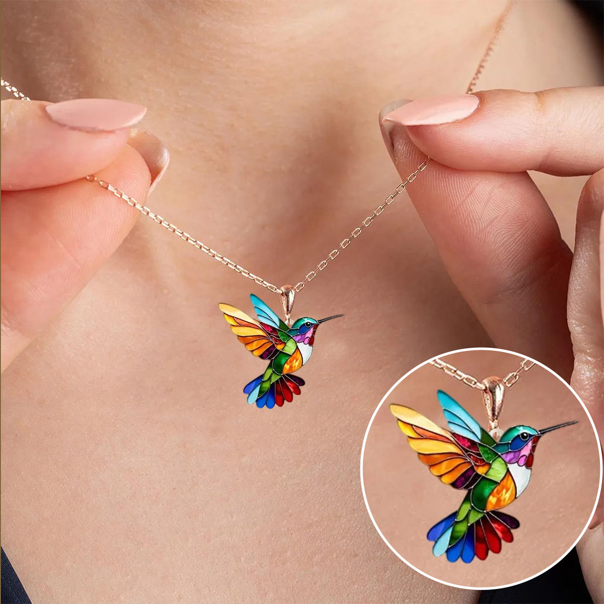 Collar con Colibrí Multicolor