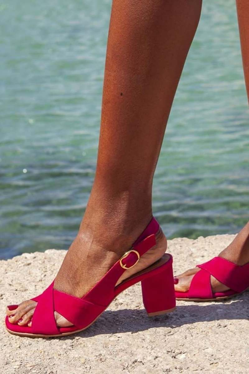 Sandalias Tacón Grueso de Ante