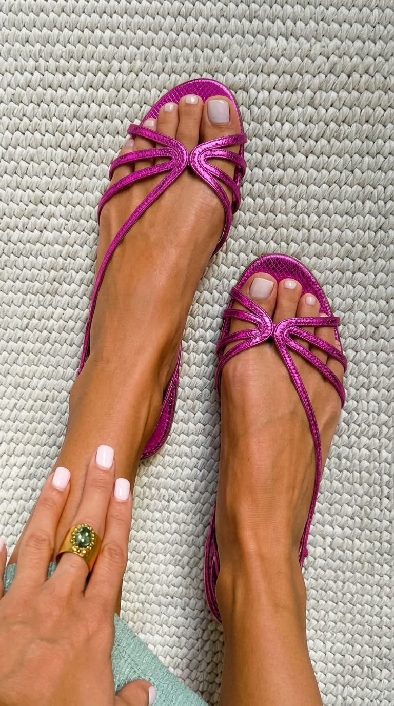 Sandalias Metalizadas Pitón en Relieve