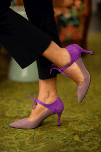 Stilettos Elegantes Morados con Cordones