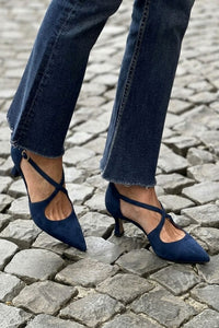 Tacones Bajos Caqui Correa Cruzada