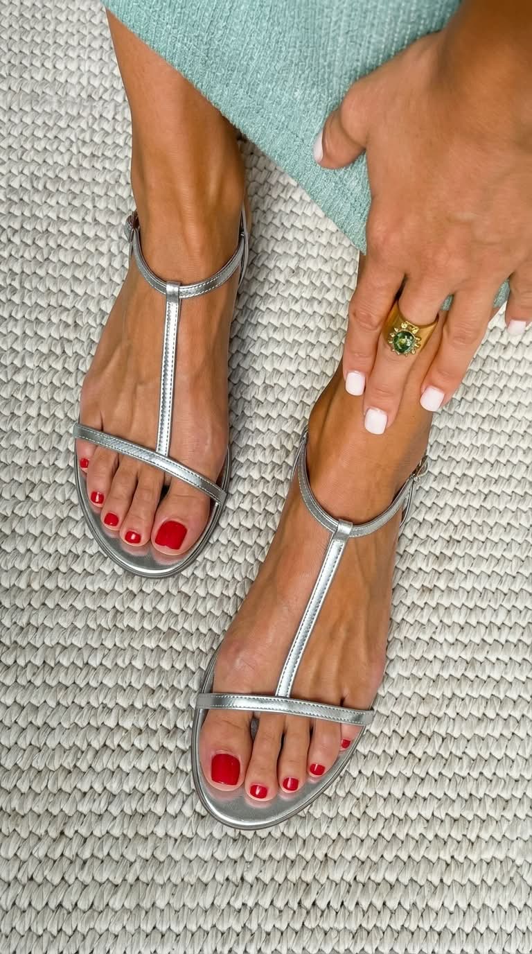 Sandalias Verano Metalizadas Minimalistas
