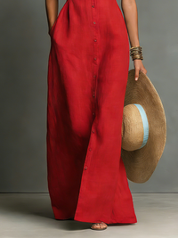 Vestido Camisero Largo sin Mangas