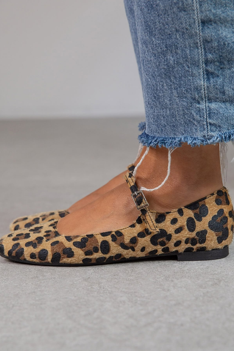 Bailarinas Piel Sintética Estampado Leopardo