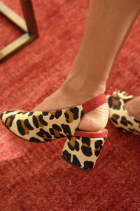 Tacones Anchos Caqui Estampado Leopardo