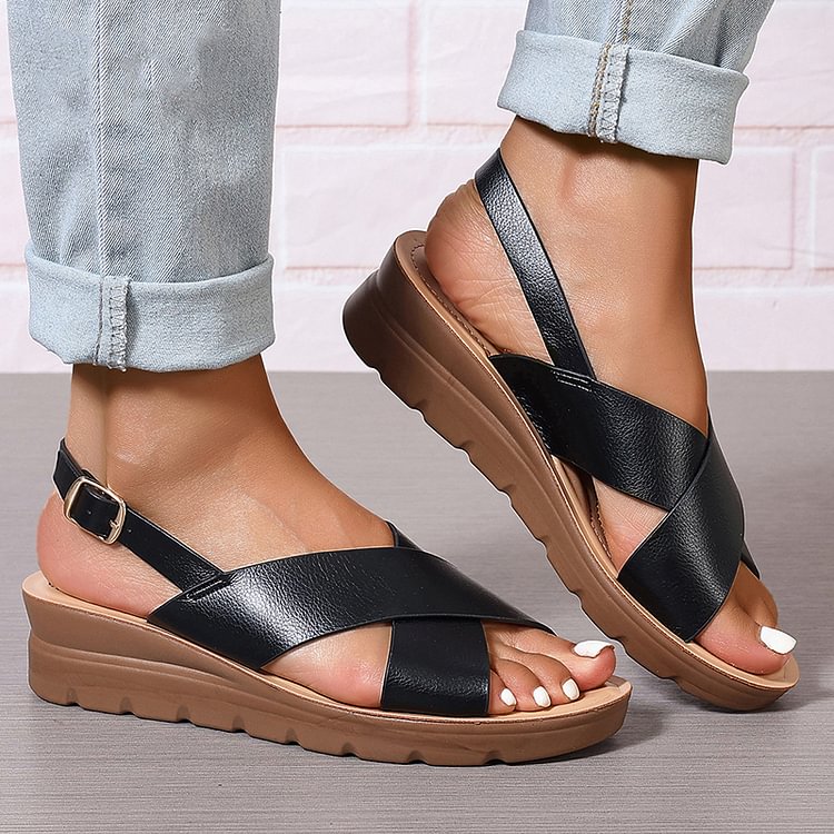Sandalias de Cuña Correa Cruzada