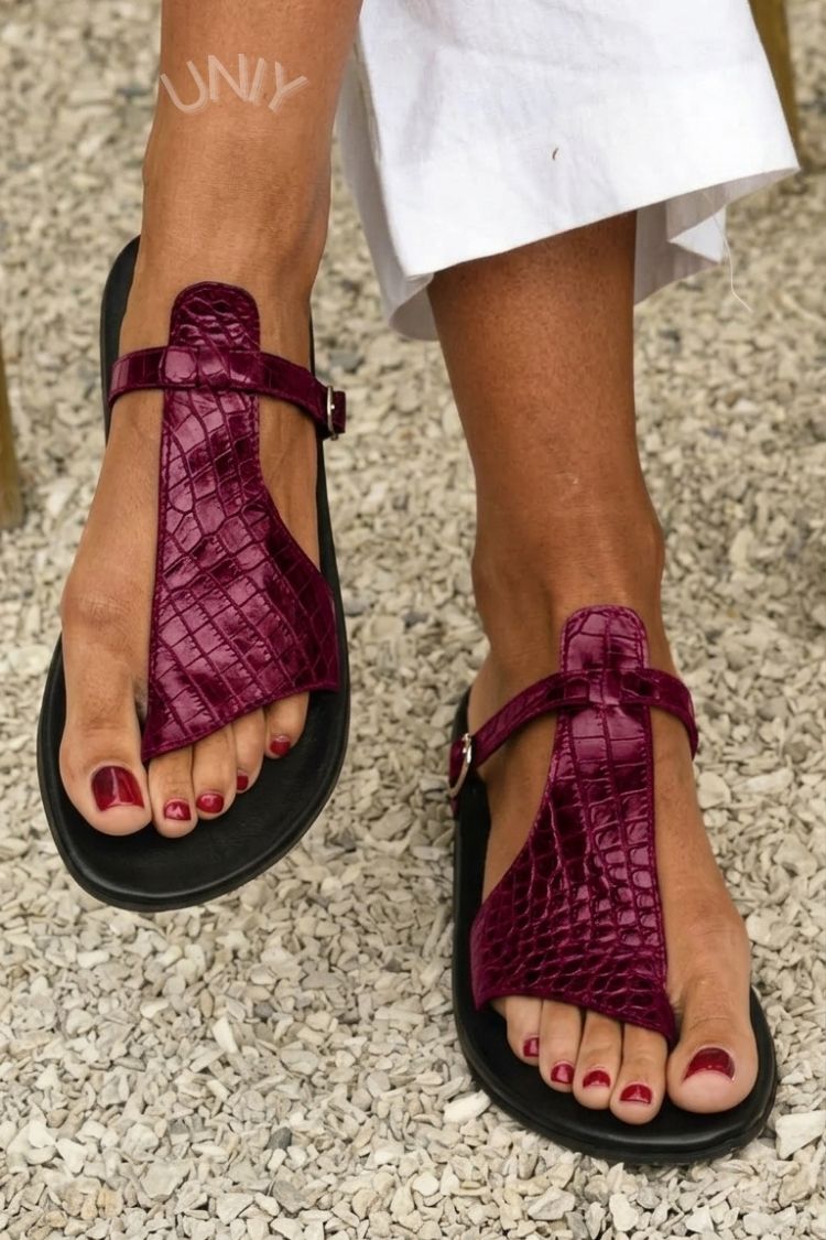 Chanclas Piel Efecto Cocodrilo
