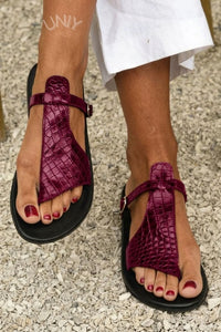 Chanclas Piel Efecto Cocodrilo