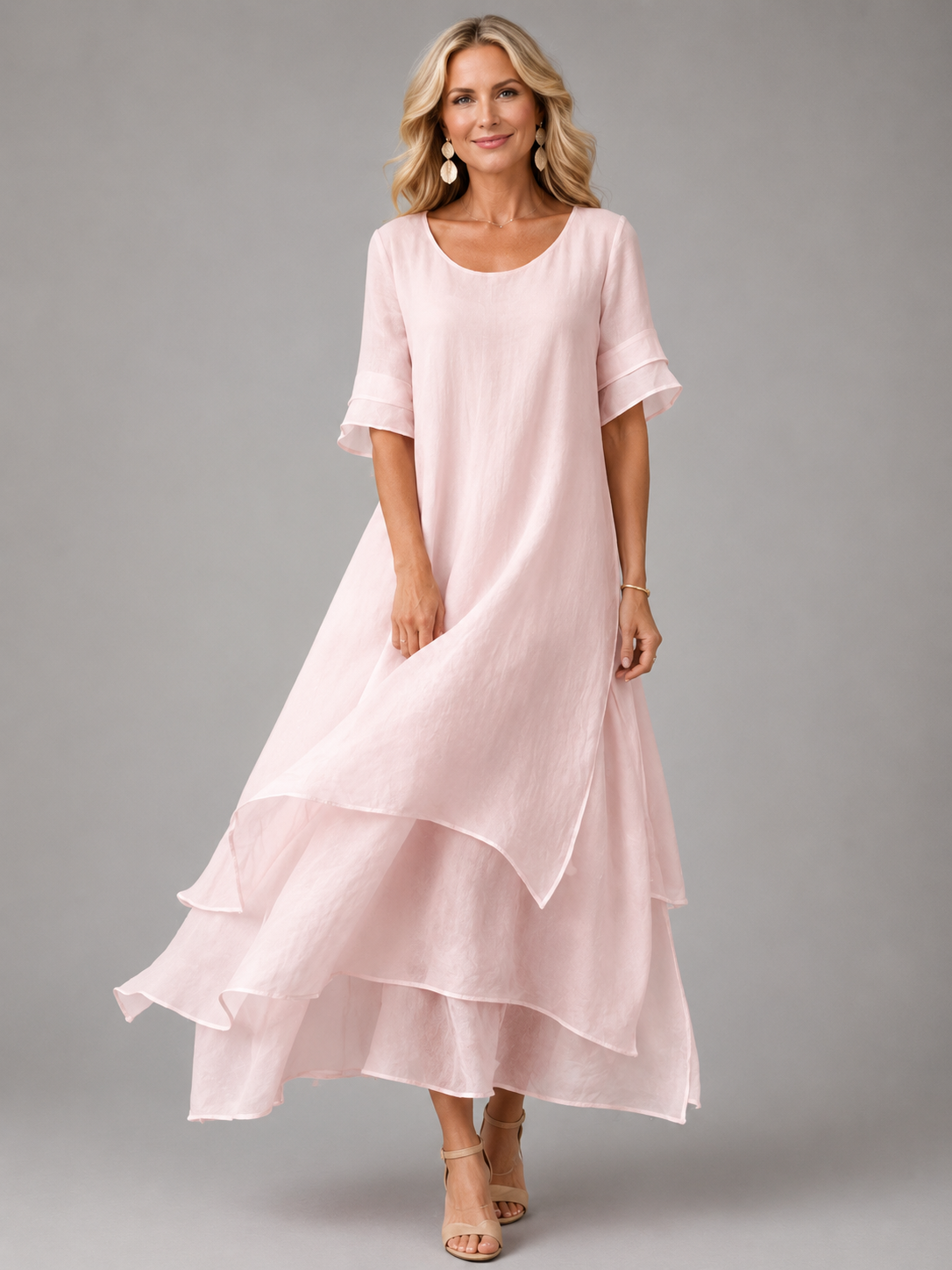 Vestido Largo Suave con Volantes