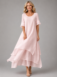 Vestido Largo Suave con Volantes