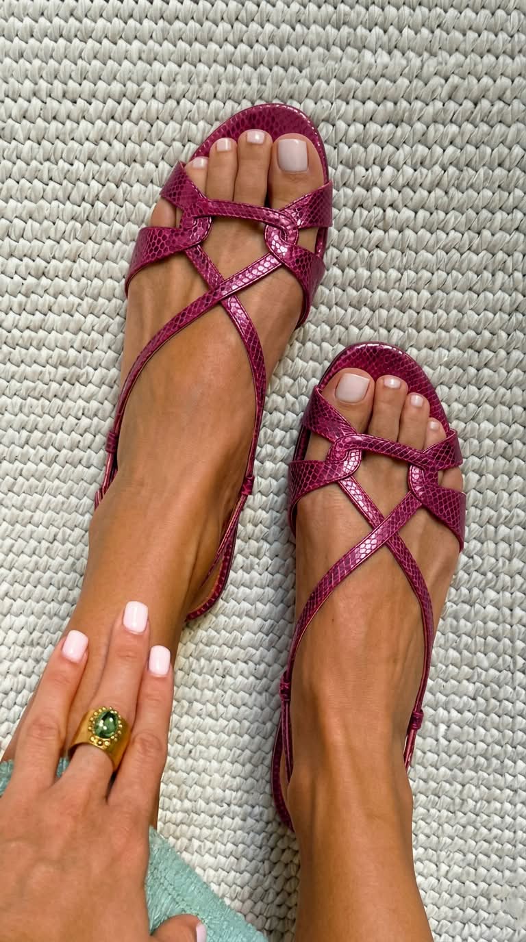 Sandalias Bronce Estampado de Pitón