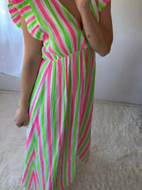 Vestido Maxi Rayas Celeste