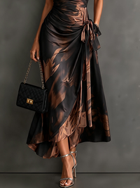 Vestido Midi Cruzado Rojo y Negro
