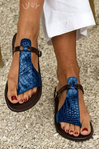 Chanclas Piel Efecto Cocodrilo