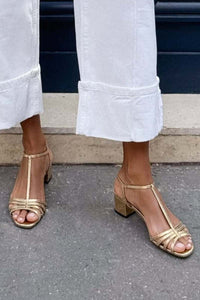 Sandalias Metalizadas Correa en T