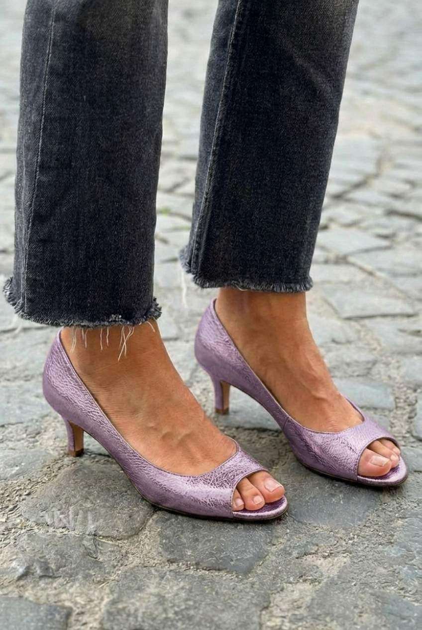 Tacones Kitten Metalizados Oro Champán
