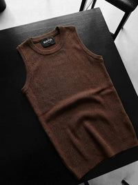 Camiseta Punto Tirantes Marrón Oscuro