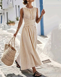 Vestido Verano Rayas Cintura Cruzada