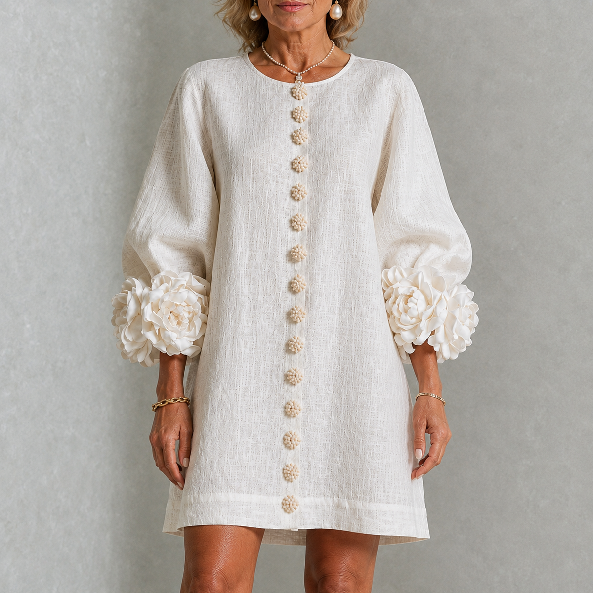 Minivestido Floral con Botones