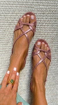 Sandalias Bronce Estampado de Pitón