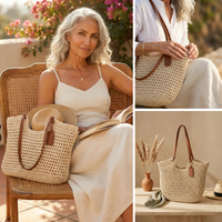 Bolso Shopper Crochet Beige Claro