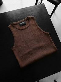 Camiseta Punto Tirantes Marrón Oscuro
