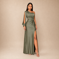 Vestido Maxi Un Hombro Drapeado