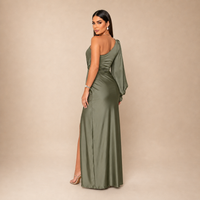 Vestido Maxi Un Hombro Drapeado