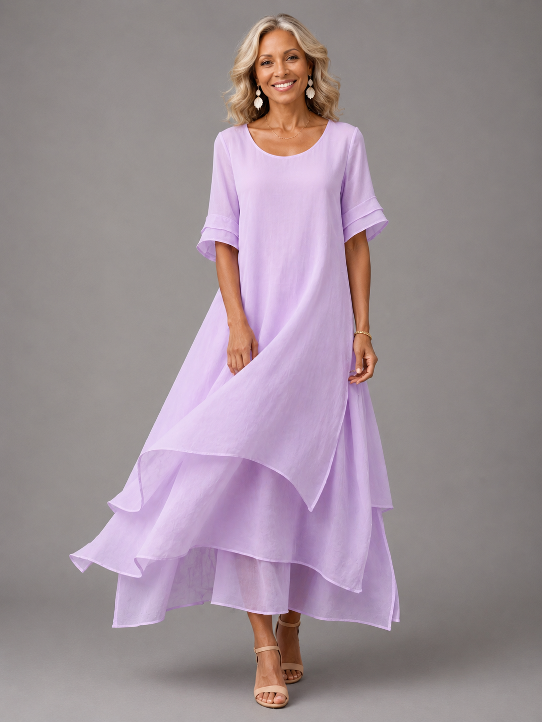 Vestido Largo Suave con Volantes