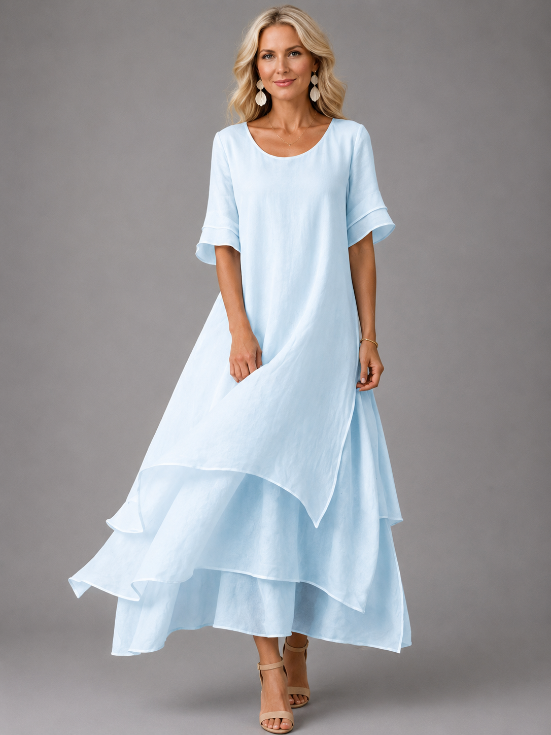 Vestido Largo Suave con Volantes