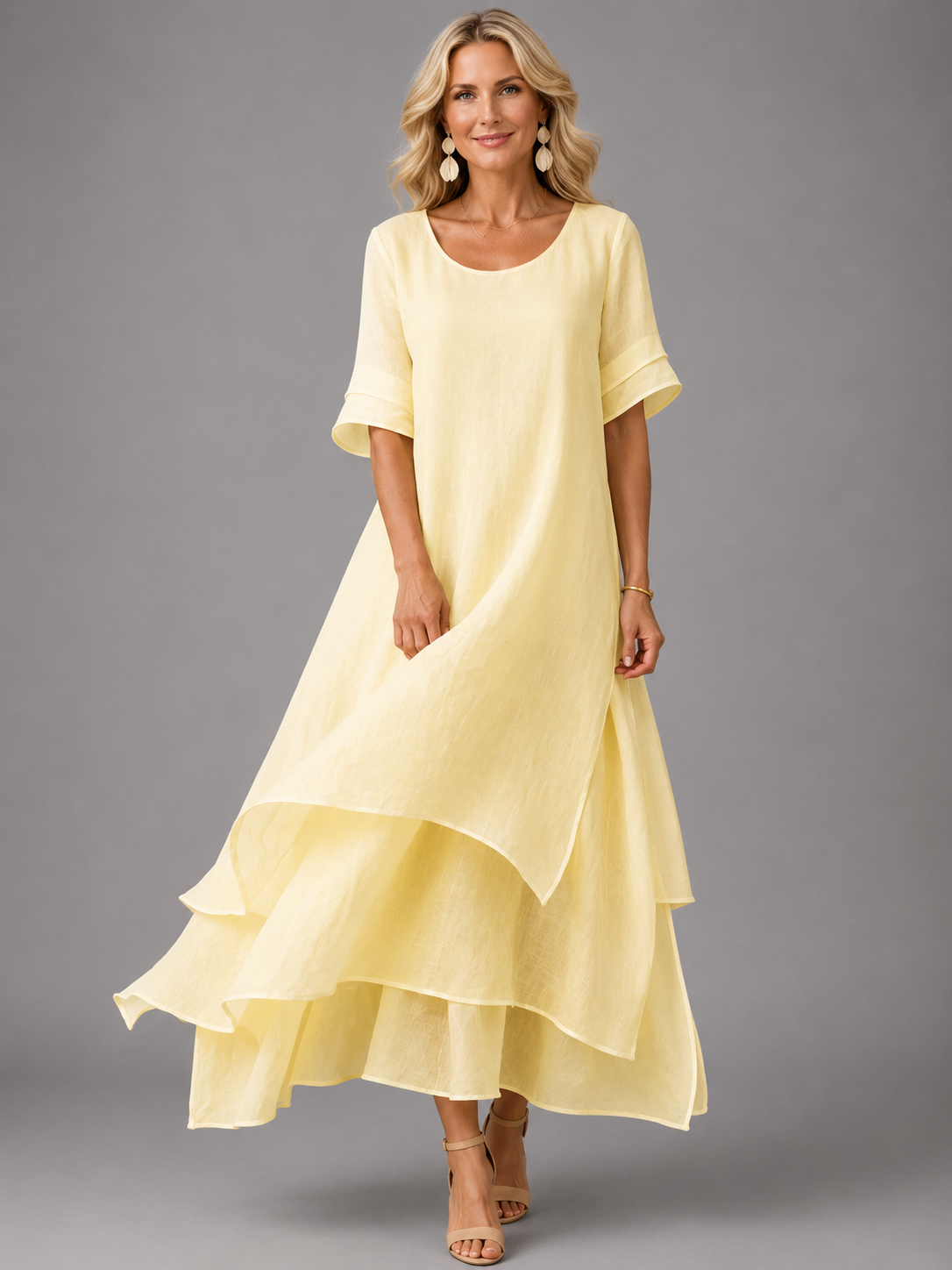 Vestido Largo Suave con Volantes