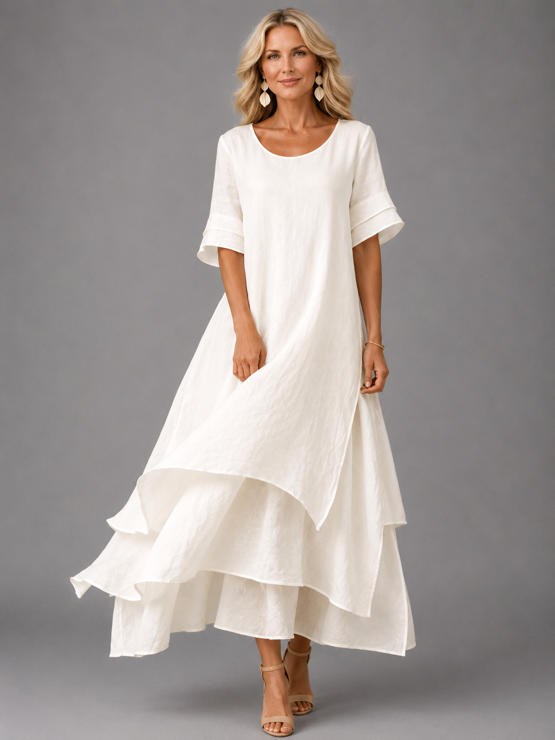 Vestido Largo Suave con Volantes