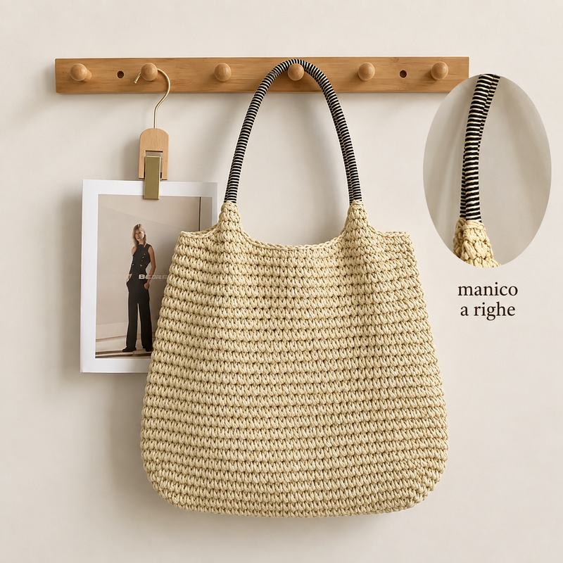 Bolso Bandolera Paja Trenzada Natural