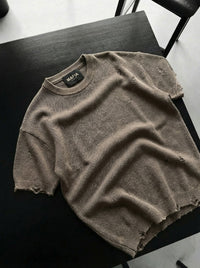 Camiseta Oversize Desgastada Piedra