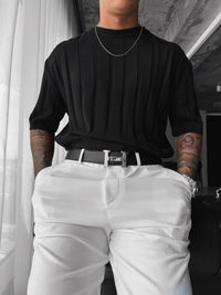 Camiseta Punto a Rayas Negra